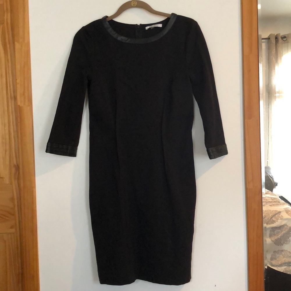 DKNY Faux Leather Accent Dress